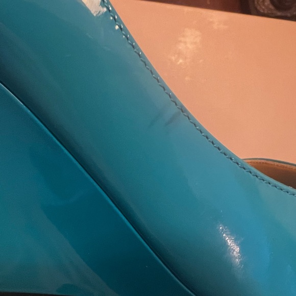 Jimmy Choo Turquoise Baxen Peep Toe Wedge Pump - Picture 9 of 9